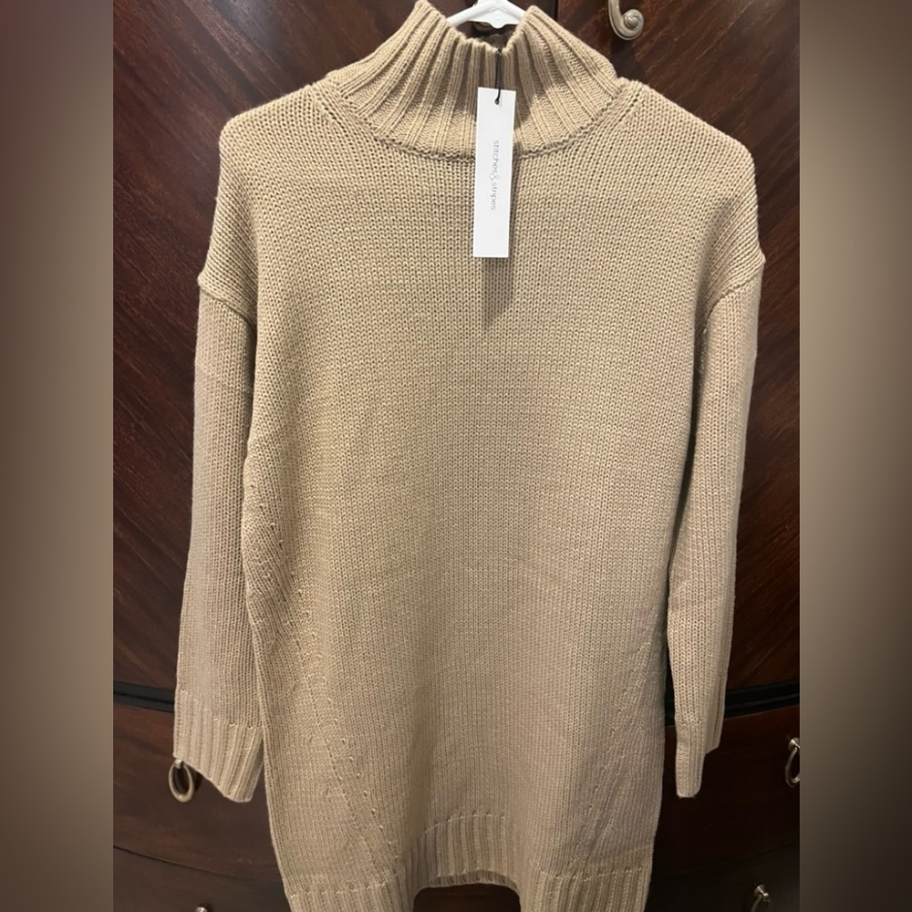 Revolves Stitches & Stripes Cozy Tan Turtleneck Sweater Dress - Picture 5 of 5
